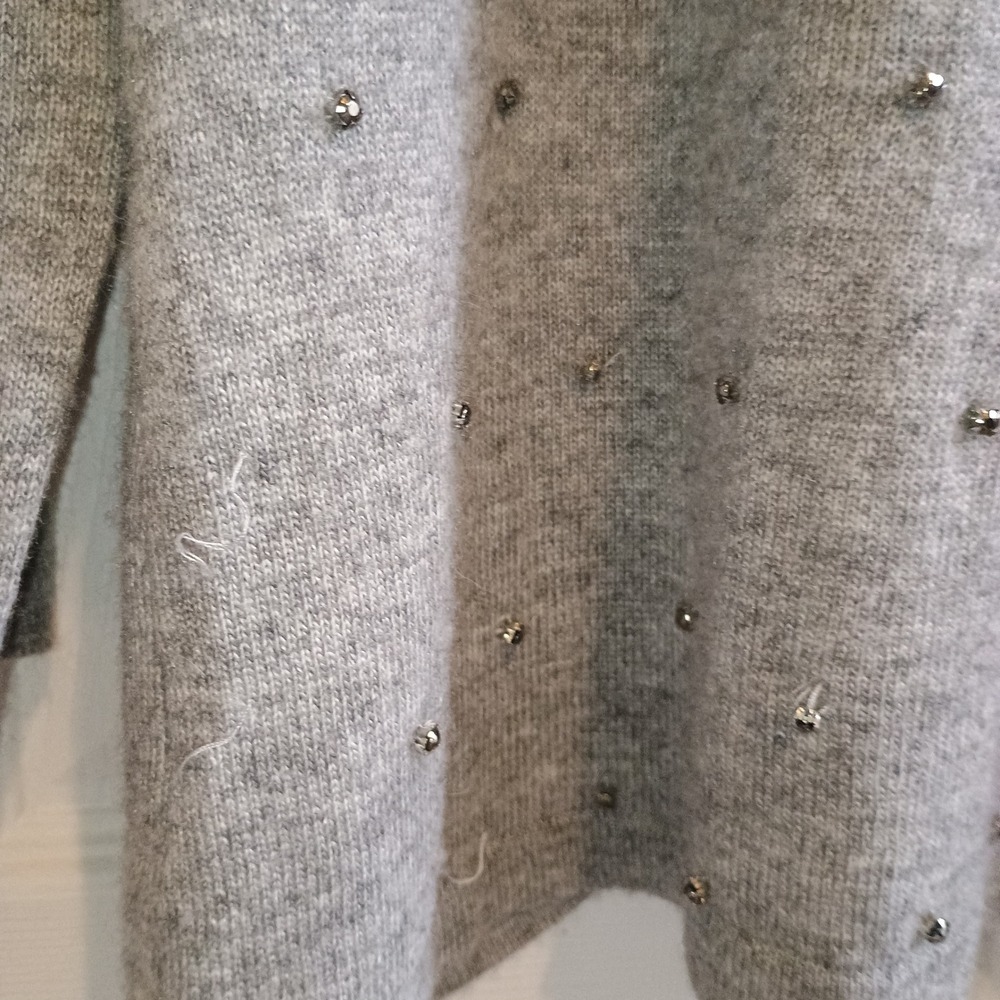 Sisters Women's Grey Studded‎ Embellished Sweater Cardigan Layered Look M - Picture 2 of 9